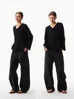 V-Neck Loose-Fit Long Sleeve T-Shirt 3