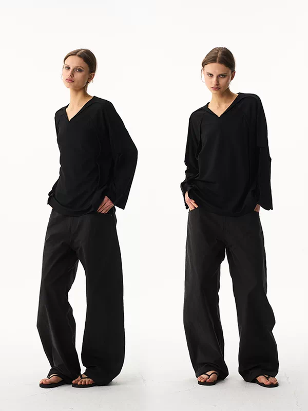 V-Neck Loose-Fit Long Sleeve T-Shirt 3