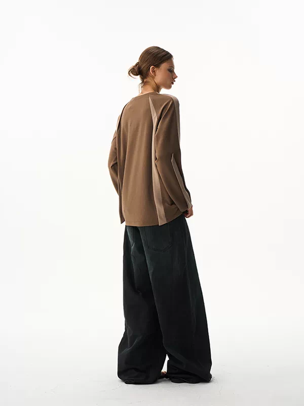 V-Neck Loose-Fit Long Sleeve T-Shirt 5