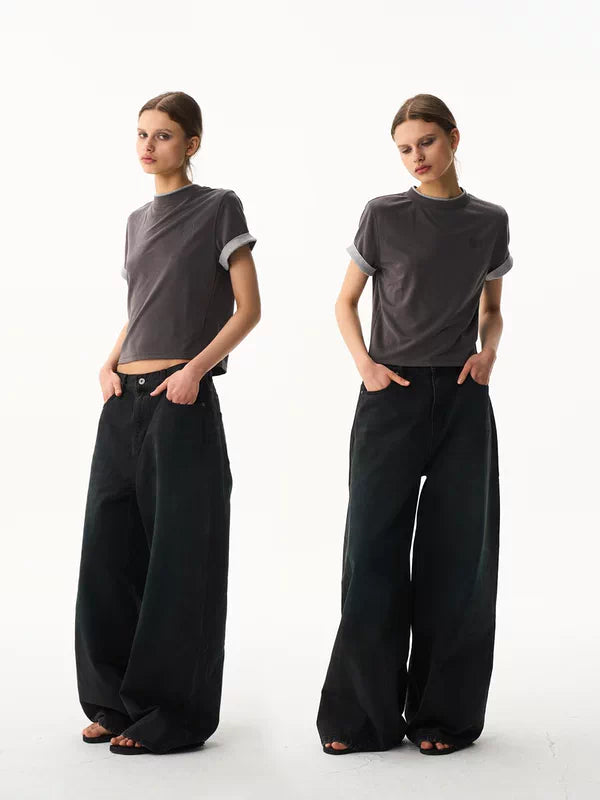 Faux Two-Piece Embroidered Slim Fit T-Shirt 1