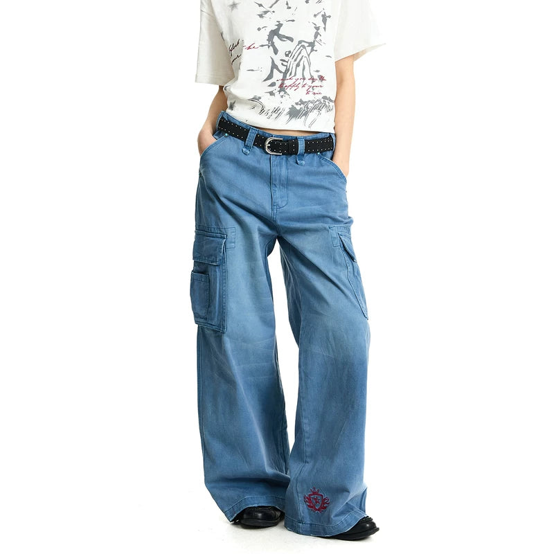 6201069203507,6201069203508,6201069203509,6201069203510,6201069203511, Vintage Washed Wide Leg Cargo Pants