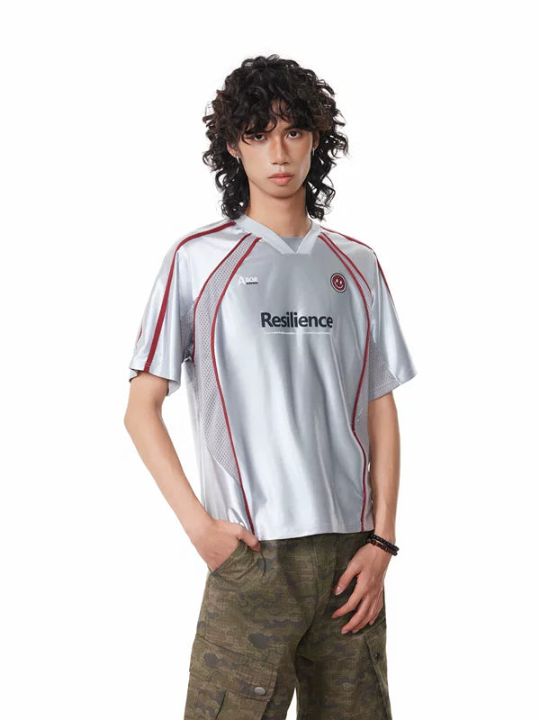 Glossy Raglan Colorblock Sports Jersey T-Shirt 2