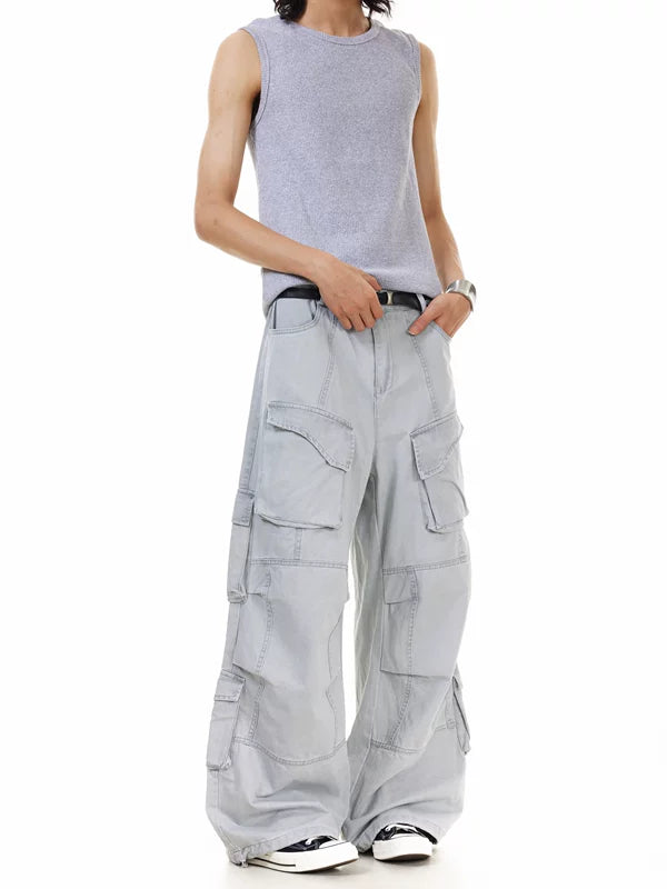 Baggy Six-Pocket Wide-Leg Cargo Pants 1