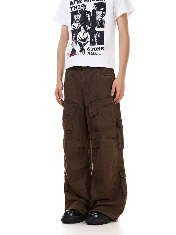 Baggy Six-Pocket Wide-Leg Cargo Pants 2