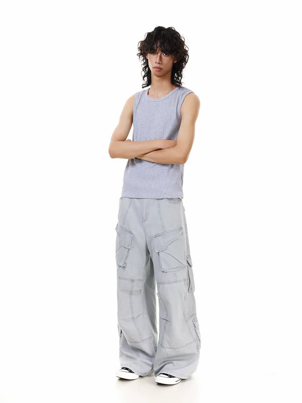 Baggy Six-Pocket Wide-Leg Cargo Pants 4