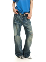 Distressed Straight Leg Jeans 1