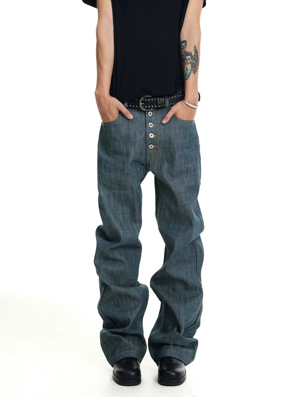Raw Denim Flared Pants 1