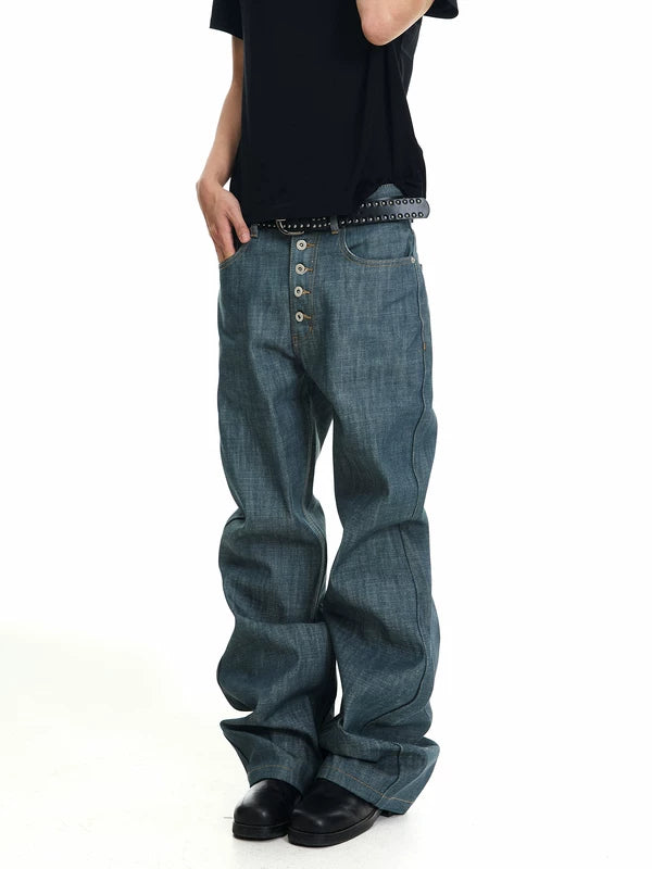 Raw Denim Flared Pants 2