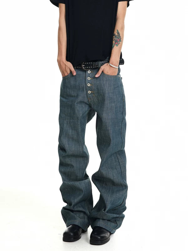 Raw Denim Flared Pants 4