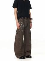 Wide-Leg Cargo Workwear Paint-Splatter Pants 3