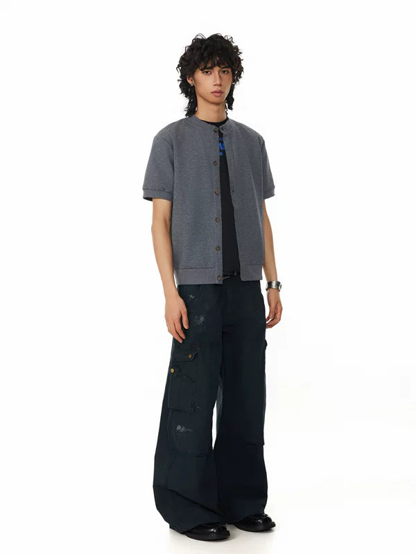 Wide-Leg Cargo Workwear Paint-Splatter Pants 4