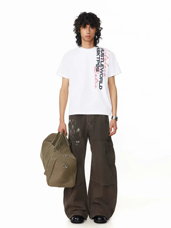 Wide-Leg Cargo Workwear Paint-Splatter Pants 5