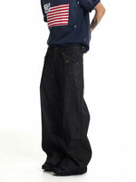 Loose Wide-Leg Raw Denim Pants 1