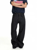 Loose Wide-Leg Raw Denim Pants 3