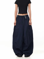 Wide-Leg Drawstring Multi-Pocket Cargo Pants 4