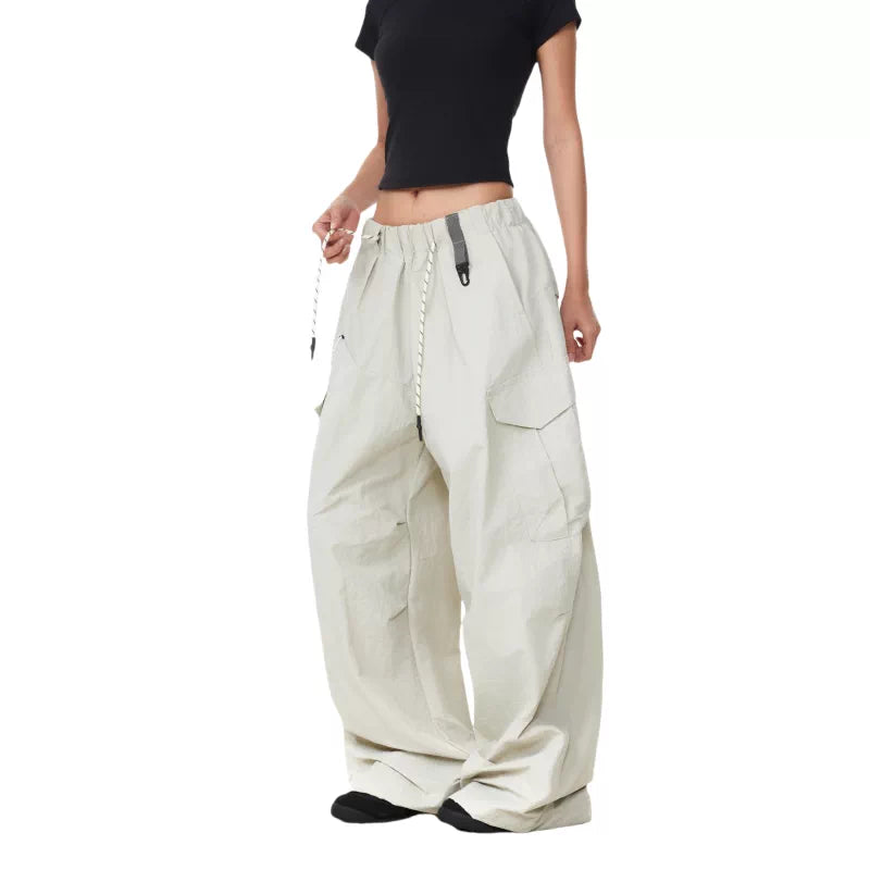 5820879244273,5820879244274,5820879244275,5820879244276, Wide-Leg Drawstring Multi-Pocket Cargo Pants