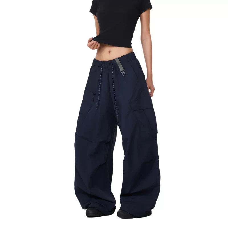 5820879244277,5820879244278,5820879244279,5820879244280, Wide-Leg Drawstring Multi-Pocket Cargo Pants