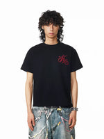 Embroidered Letter Boxy Hip Hop T-Shirt 1