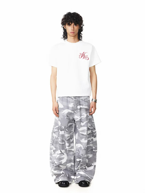Embroidered Letter Boxy Hip Hop T-Shirt 4