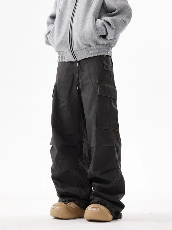 Retro Wide-Leg Multi-Pocket Cargo Pants 1
