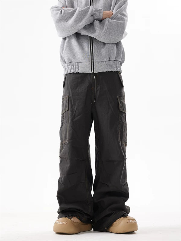 Retro Wide-Leg Multi-Pocket Cargo Pants 2