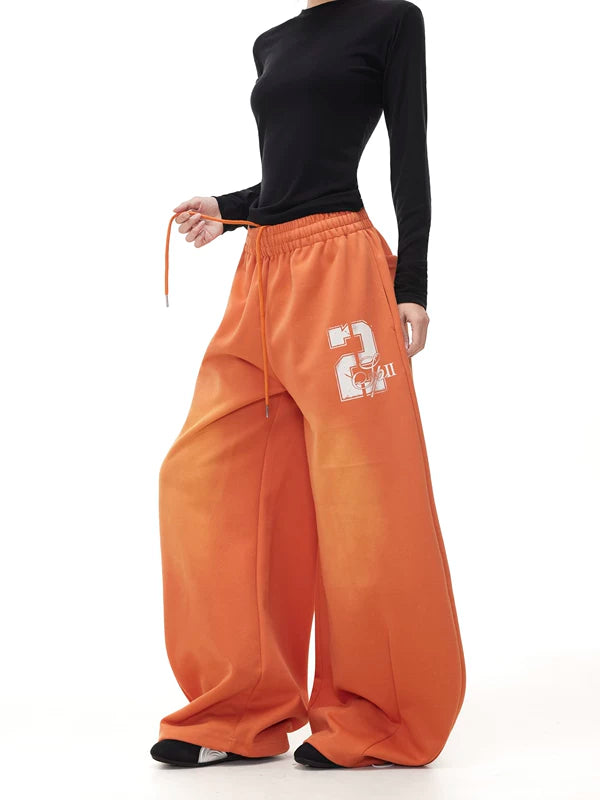 Retro Wide-Leg Drawstring Sweatpants 1