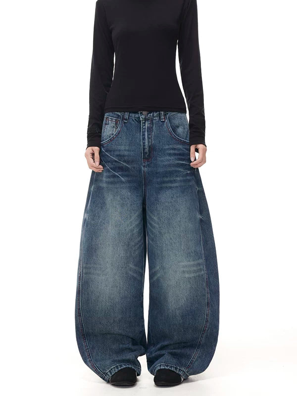 Retro Washed Wide Leg Baggy Denim Pants 3