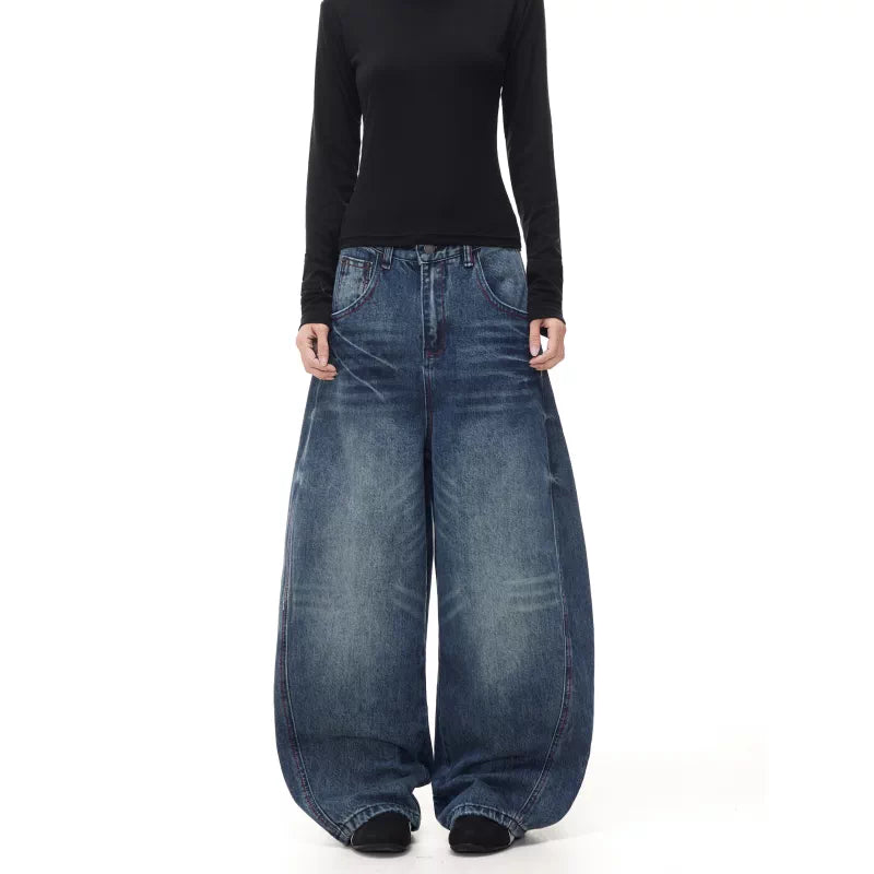5920261608207,5920261608208,5920261608209,5920261608210,5920261608211, Retro Washed Wide Leg Baggy Denim Pants