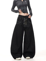 Street Style Wide-Leg Baggy Denim Pants 1