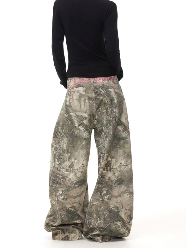 Baggy Camouflage Wide-Leg Cargo Pants 1