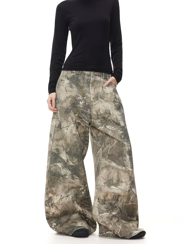Baggy Camouflage Wide-Leg Cargo Pants 2