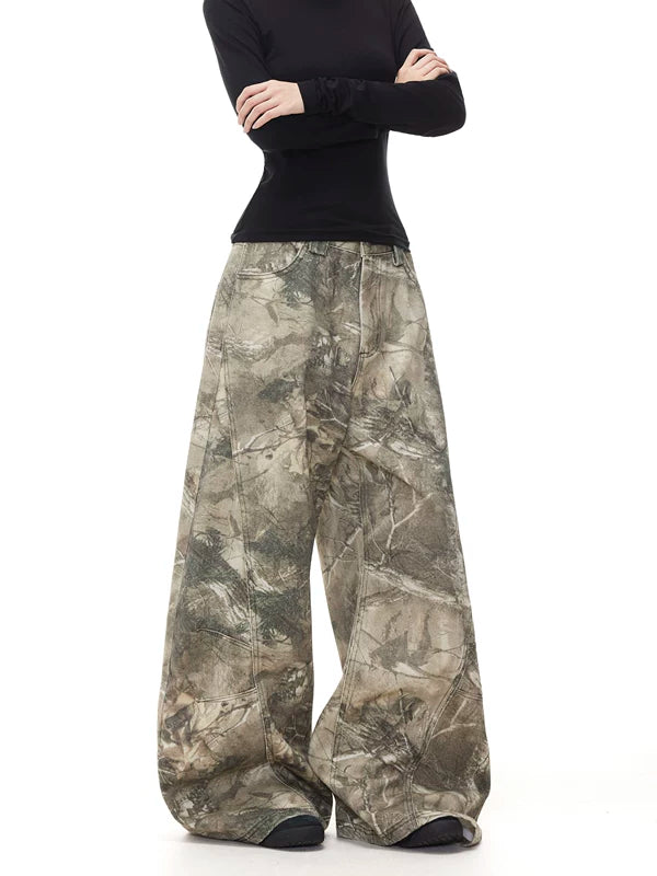 Baggy Camouflage Wide-Leg Cargo Pants 4