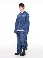 3D Cut Patchwork Wide Leg Jeans Pants 3
