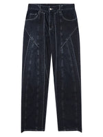 3D Cut Patchwork Wide Leg Jeans Pants 5