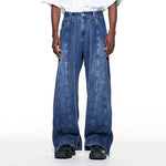 4864391468563,4864391468564,4864391468565,4864391468566, 3D Cut Patchwork Wide Leg Jeans Pants