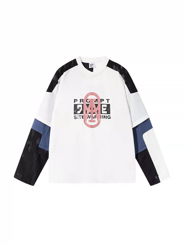 Textured Oversized Faux Two-Piece Jersey T-Shirt 5