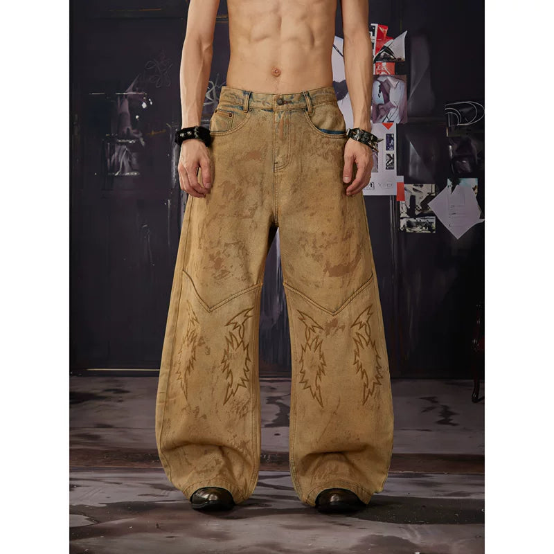 6077656901579,6077656901580,6077656901581, Distressed Wide-Leg Jeans