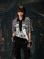 Striped Y2K Graphic Polo T-Shirt 1