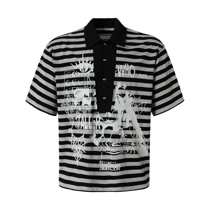 6044636601323,6044636601324,6044636601325,6044636601326, Striped Y2K Graphic Polo T-Shirt