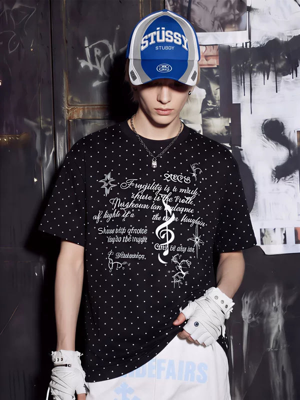 Heart Polka Dot Graphic Cotton T-Shirt 3
