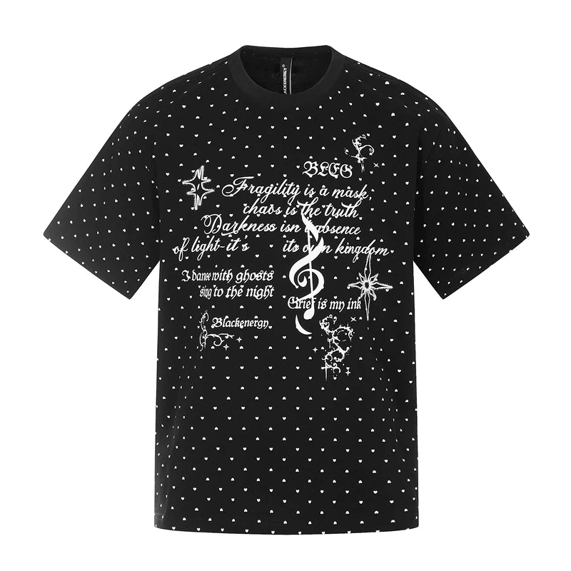 6059635981692,6059635981693,6059635981694,6059635981695, Heart Polka Dot Graphic Cotton T-Shirt