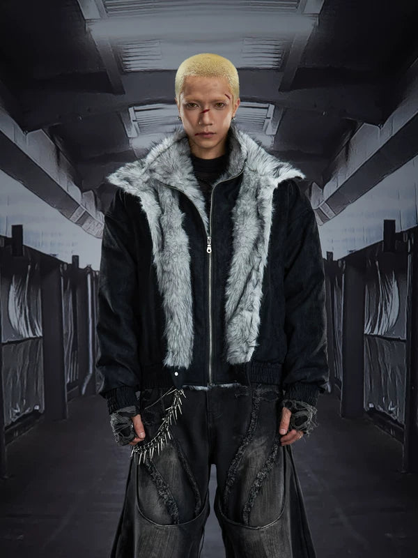 ,5968086705611,5968086705612,5968086705613,5968086705614,6138519283351, Faux Fur Collar Heavy-Duty Short Jacket