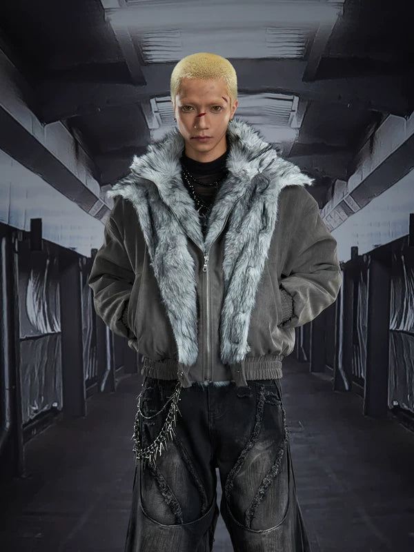 ,5968086705607,5968086705608,5968086705609,5968086705610,6138519283350, Faux Fur Collar Heavy-Duty Short Jacket