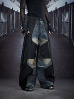 Deconstructed Patchwork Wide Leg Denim Pants 2