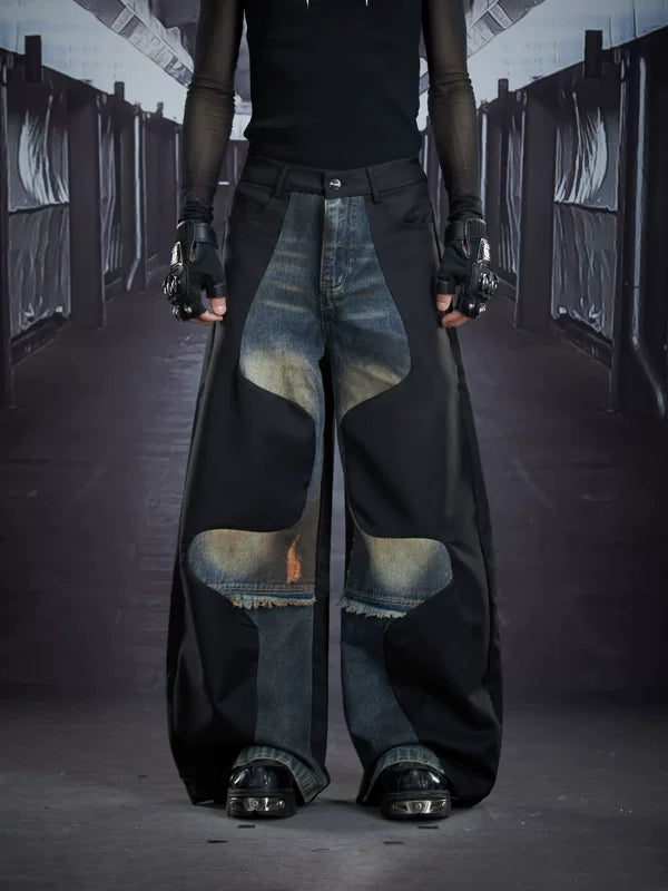 ,6154818914243,6154818914244,6154818914245, Deconstructed Patchwork Wide Leg Denim Pants