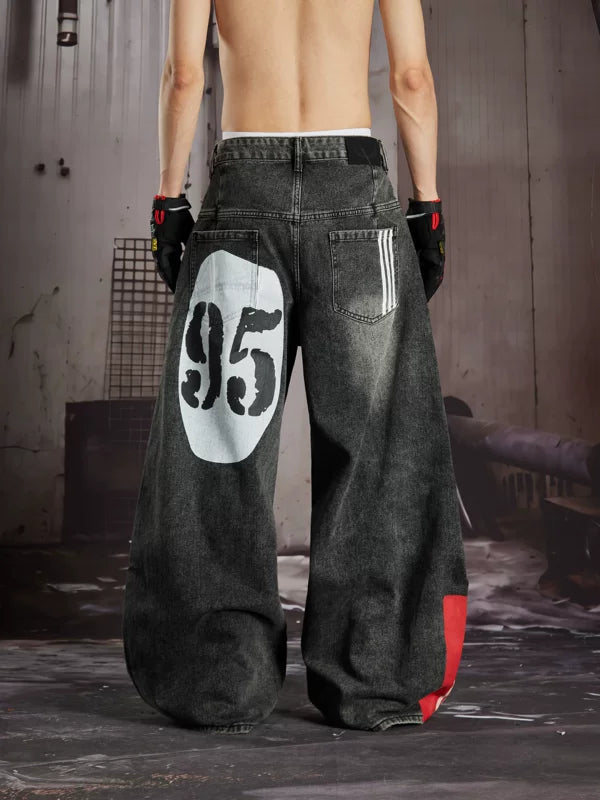 Loose-Fit Wide-Leg Graphic Print Jeans 3