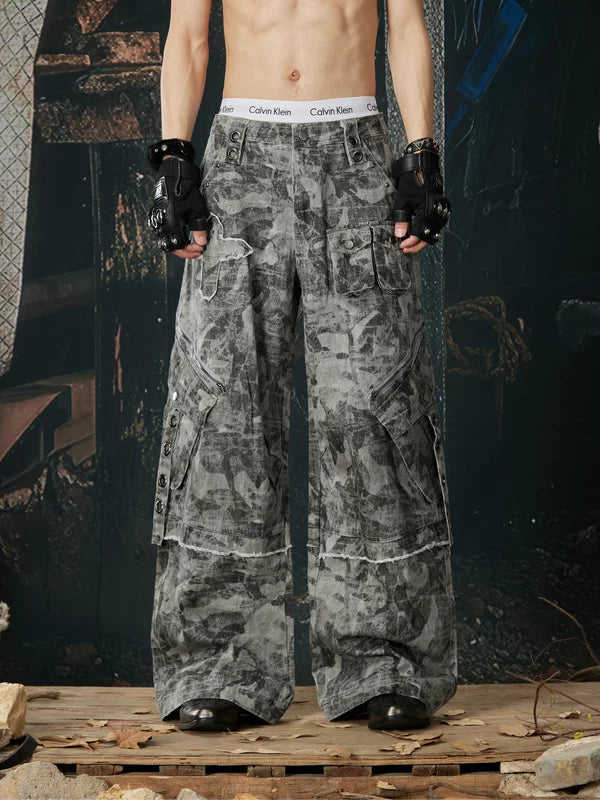Heavy-Duty Multi-Pocket Wide Leg Cargo Pants 1
