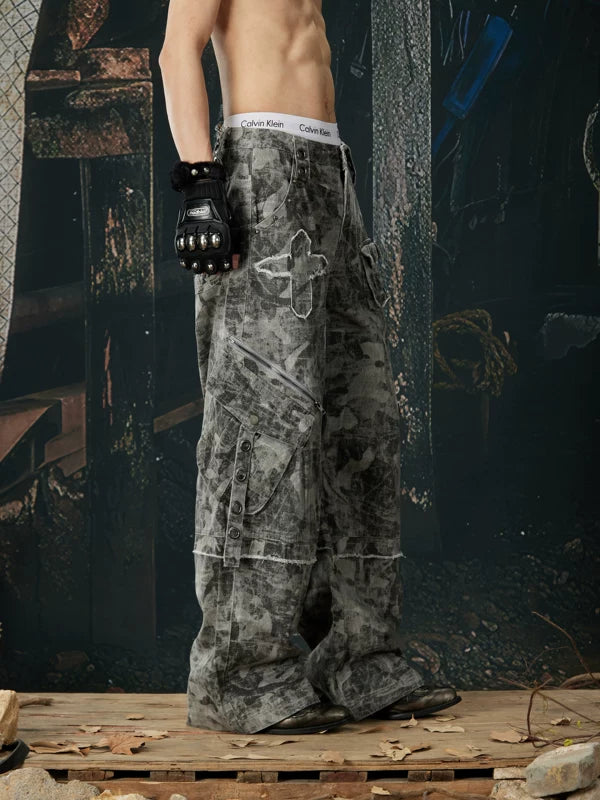 Heavy-Duty Multi-Pocket Wide Leg Cargo Pants 5