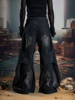Distressed Patchwork Wide-Leg Denim Pants 2