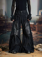 5921659292764,5921659292766,5921659292768,5921659292770, Distressed Patchwork Wide-Leg Denim Pants